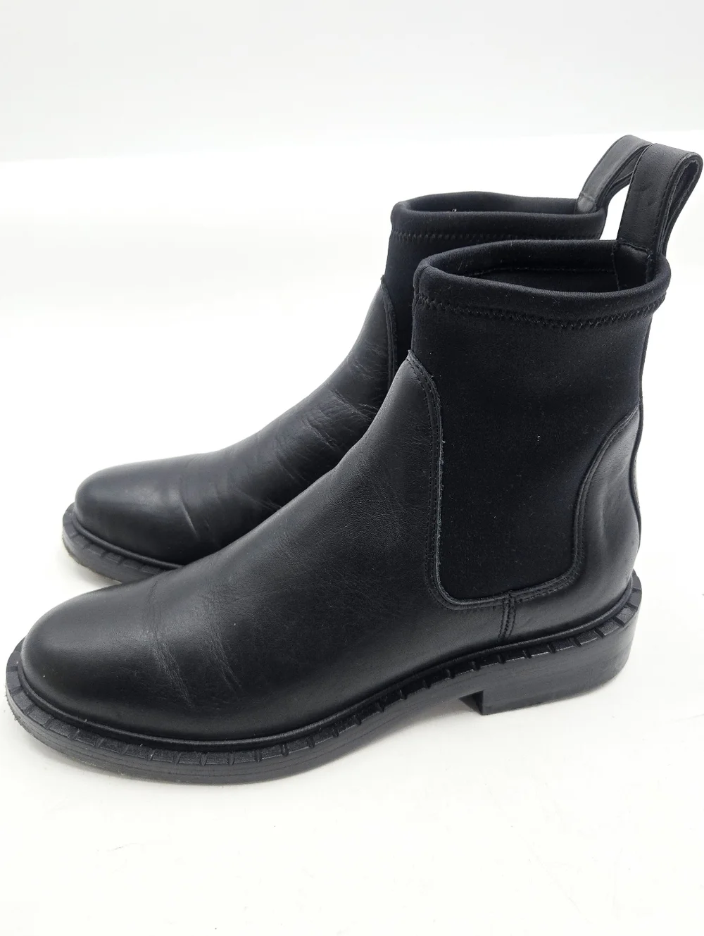 Reformation Alexa Chelsea Boots Black Leather Neoprene‎ Cuff Size 6